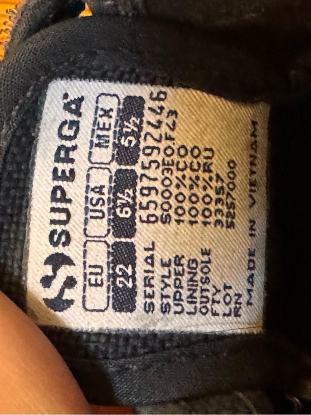 Superga Kids Navy Canvas Sneakers with White Soles - Picture 4 of 4